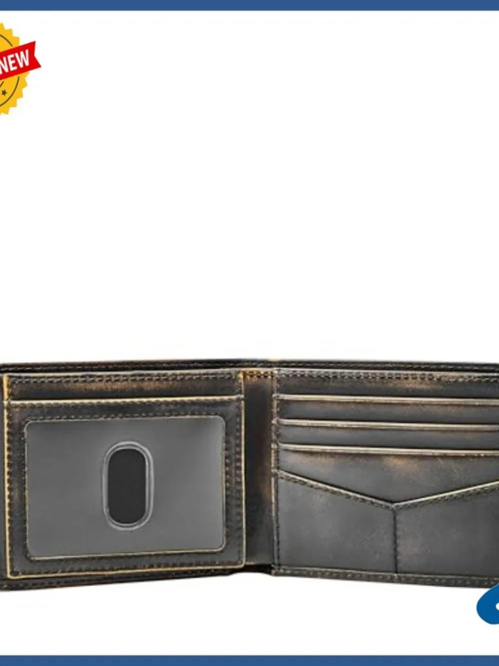 Men's Genuine Leather Bifold Wallet with RFID Protection and Flip ID